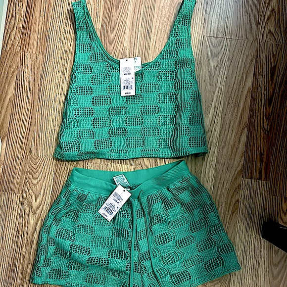 NWT Womens Open Weave Crochet CropCover Up Tank &matching shorts-sold as set! - Picture 9 of 9